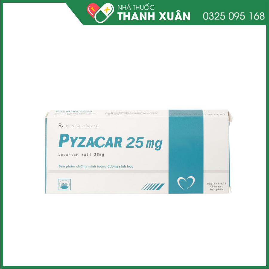 Pyzacar 25 mg điều trị tăng huyết áp, suy tim mạn, giảm nguy cơ đột quỵ
